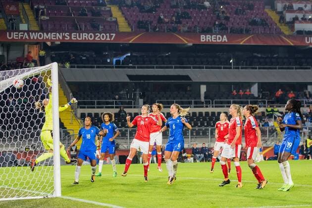 France scores during the UEFA WEURO 2017 Group C group stage match between Switzerland and France at the Rat Verlegh stadium on July 26, 2017 in Breda, The Netherlands Women: Switzerland v France UEFA WEURO 2017 2017 2018 xVIxVIxImagesx xGerritxvanxKeulenxIVx 8317707