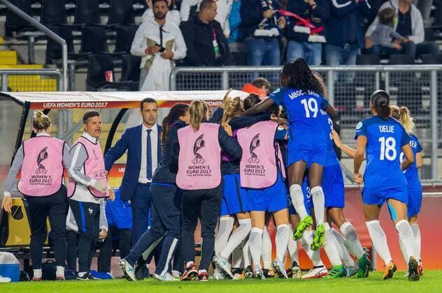 France celebrate a goal during the UEFA WEURO 2017 Group C group stage match between Switzerland and France at the Rat Verlegh stadium on July 26, 2017 in Breda, The Netherlands Women: Switzerland v France UEFA WEURO 2017 2017 2018 xVIxVIxImagesx xGerritxvanxKeulenxIVx 8317710
