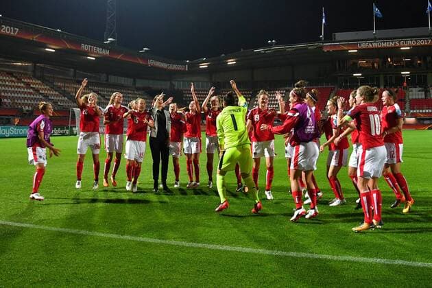 SOCCER - UEFA EURO EM Europameisterschaft Fussball 2017, ISL vs AUT ROTTERDAM,NETHERLANDS,26.JUL.17 - WOMEN SOCCER - UEFA Women s European Championship EM Europameisterschaft 2017, Group C, Iceland vs Austria. Image shows the rejoicing of AUT. GEPAxpictures xFlorianxErtl