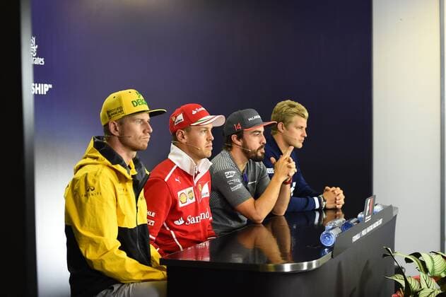 Nico Huelkenberg (GER 27), Renault F1 Team, Sebastian Vettel (GER 5), Scuderia Ferrari, Fernando Alonso (SPA 14), McLaren Honda, Marcus Ericsson (SWE 9) Sauber F1 Team, Grosser Preis von Ungarn 2017, Vorbereitungen, Motorsport, Formel 1, 27.07.2017, Budapest Copyright: xAndre Eibner-Pressefotox EP_JAE
