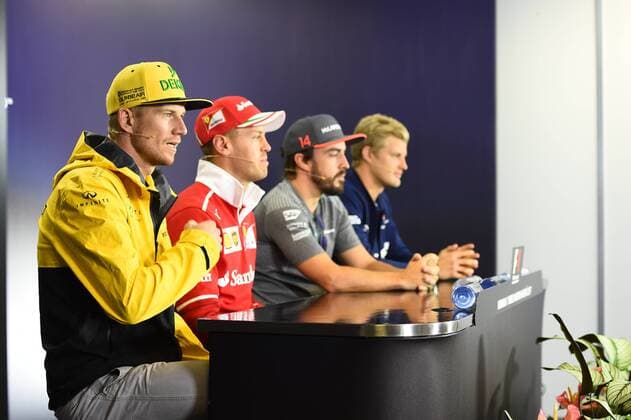 Nico Huelkenberg (GER 27), Renault F1 Team, Sebastian Vettel (GER 5), Scuderia Ferrari, Fernando Alonso (SPA 14), McLaren Honda, Marcus Ericsson (SWE 9) Sauber F1 Team, Grosser Preis von Ungarn 2017, Vorbereitungen, Motorsport, Formel 1, 27.07.2017, Budapest Copyright: xAndre Eibner-Pressefotox EP_JAE