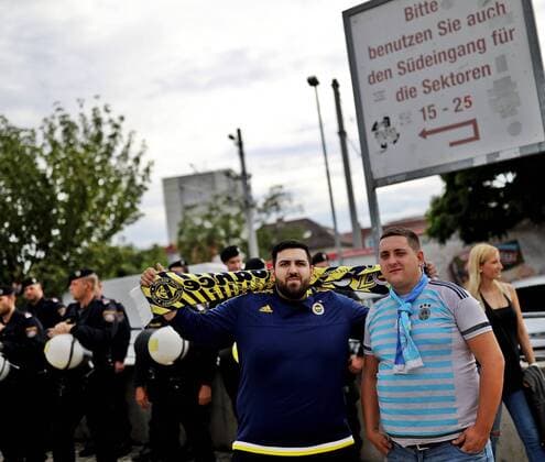 SOCCER - EL quali, Sturm vs Fenerbahce GRAZ,AUSTRIA,27.JUL.17 - SOCCER - UEFA Europa League qualification, SK Sturm Graz vs Fenerbahce Istanbul. Image shows fans of Fenerbahce. GEPAxpictures xM.xOberlaender