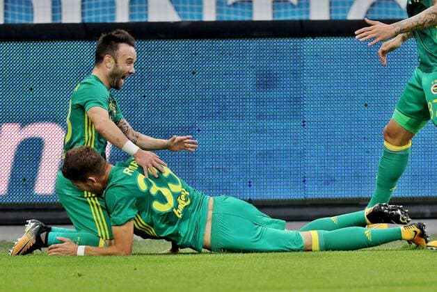 SOCCER - EL quali, Sturm vs Fenerbahce GRAZ,AUSTRIA,27.JUL.17 - SOCCER - UEFA Europa League qualification, SK Sturm Graz vs Fenerbahce Istanbul. Image shows the rejoicing of Fenerbahce. GEPAxpictures xHansxOberlaender