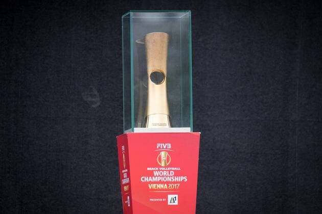 Beach volleyball Beachvolleyball - FIVB World Championships 2017 VIENNA,AUSTRIA,27.JUL.17 - BEACH VOLLEYBALL - FIVB World Championships, welcome event. Image shows the trophy. GEPAxpictures xMaticxKlansek
