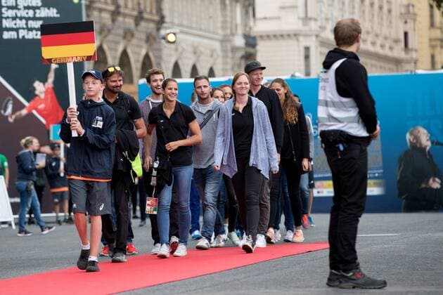 Beach volleyball Beachvolleyball - FIVB World Championships 2017 VIENNA,AUSTRIA,27.JUL.17 - BEACH VOLLEYBALL - FIVB World Championships, welcome event. Image shows team Germany. GEPAxpictures xMaticxKlansek