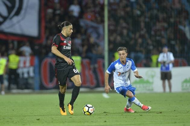 CSU Craiova - AC Milan, Uefa Europa League, Third Qualifying Round - 1 Leg, 27 July 2017, Drobeta Turnu Severin, Romania CSU Craiova - AC Milan, UEFA Europa League, Third Qualifying Round - 1 Leg, Ricardo Rodriguez(AC Milan), 27 July 2017, Drobeta Turnu Severin, Romania Copyright: xRaphaelxSerresx