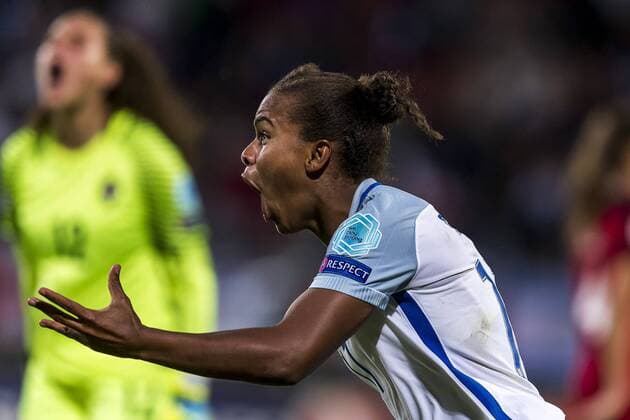 TILBURG - 27-07-2017. EK vrouwenvoetbal, Woman s Euro 2017, groepswedstrijd Portugal - Engeland. Nikita Parris scoort 1-2. Portugal - Engeland  x1656968x