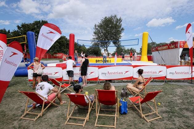 Beach volleyball Beachvolleyball - FIVB World Championships 2017 VIENNA,AUSTRIA,28.JUL.17 - BEACH VOLLEYBALL - FIVB World Championships. Image shows the bossaball. GEPAxpictures xMaticxKlansek