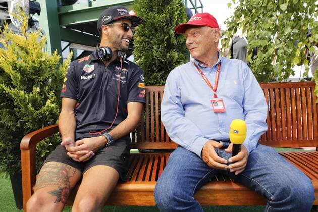 Motorsports: FIA Formula One World Championship WM Weltmeisterschaft 2017, Grand Prix of Hungary, 3 Daniel Ricciardo (AUS, Red Bull Racing), Niki Lauda (AUT, Mercedes AMG Petronas Formula One Team), Budapest Hungary xHOCHxZWEIx