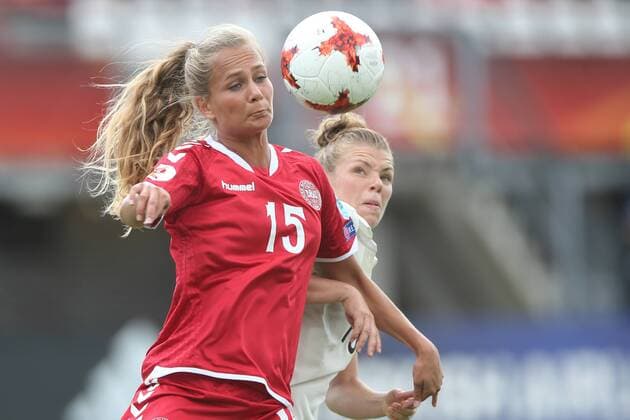 Frederikke Thogersen of Denmark women, Linda Dallmann of Germany women during the UEFA WEURO 2017 quarter finale match between Germany and Denmark at the Sparta stadium Het Kasteel on July 30, 2017 in Rotterdam, The Netherlands Women: Germany v Denmark UEFA WEURO 2017 2017 2018 xVIxVIxImagesx xTomxBodexMultimediaxIVx 8348661