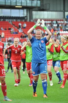 Womens Europeans Germany vs Denmark Rotterdam The Netherlands 30th July 2017 Womens Europeans Germany vs Denmark Danish joy at their victory. Stina Lykke Petersen. 