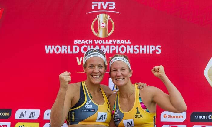 FIVB Beach volleyball Beachvolleyball World Championships Vienna 2017 am 30.07.2017 Victoria BIENECK, Isabel SCHNEIDER (GER); FIVB Beach Volleyball World Championships Vienna 2017 am 30.07.2017, Donauinsel Wien (Oesterreich). xPWx