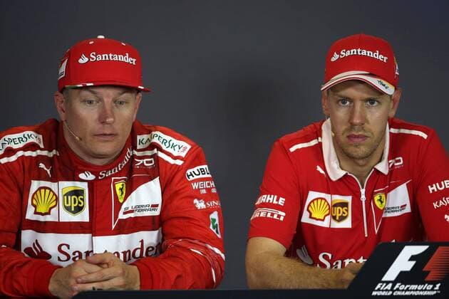 Hungarian Grand Prix, Hungaroring 27 - 30 July 2017 30.07.2017 - Race, press conference PK Pressekonferenz Kimi Raikkonen (FIN) Scuderia Ferrari SF70H and Sebastian Vettel (GER) Scuderia Ferrari SF70H 