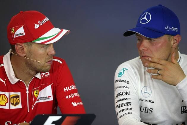 Hungarian Grand Prix, Hungaroring 27 - 30 July 2017 30.07.2017 - Race, press conference PK Pressekonferenz Sebastian Vettel (GER) Scuderia Ferrari SF70H and Valtteri Bottas (FIN) Mercedes AMG F1 W08 