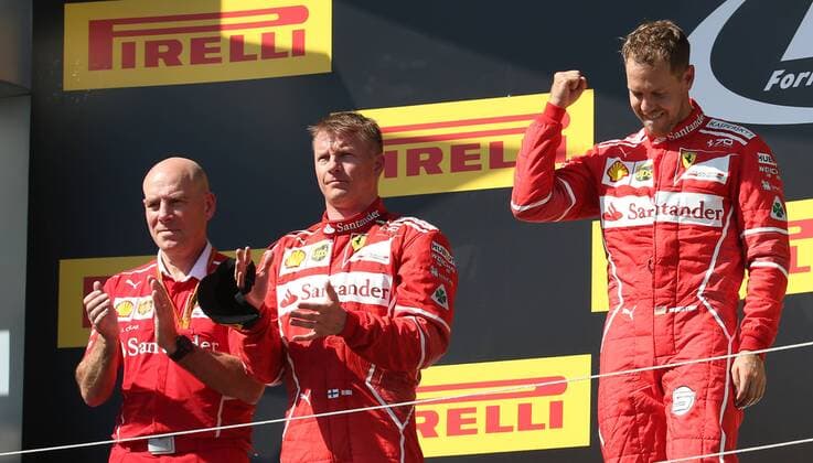Podium, Kimi Raiikkoenen, Sebastian Vettel, Scuderia Ferrari, formula 1 GP, Ungarn in Budapest, 30.07.2017 Photo:mspb Stefan Schneider Podium, Kimi Raiikkoenen, Sebastian Vettel, formula 1 GP, Ungarn