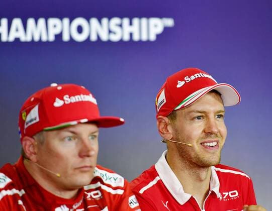 Finale, Sieger Sebastian Vettel und Kimi Raikkonen bei der PK, Motorsport, Grosser Preis von Ungarn 2017,Fahrerlager, Motorsport, Formel 1, 30.07.2017, Budapest Copyright: xAndre Eibner-Pressefotox EP_JAE