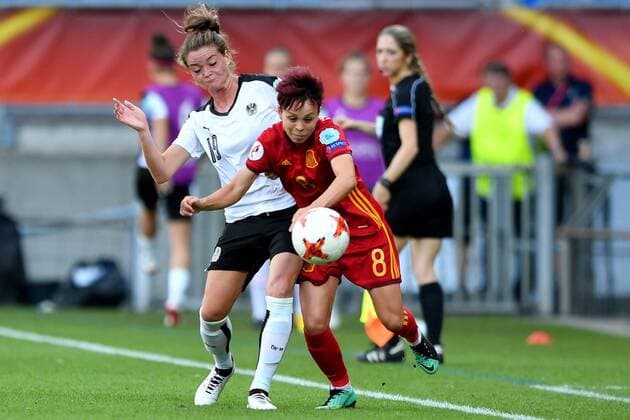 SOCCER - UEFA EURO EM Europameisterschaft Fussball 2017 TILBURG,NETHERLANDS,30.JUL.17 - WOMEN SOCCER - UEFA Women s European Championship EM Europameisterschaft 2017, quarterfinal, Austria vs Spain. Image shows Verena Aschauer (AUT) and Amanda Sampedro (ESP). GEPAxpictures xFlorianxErtl