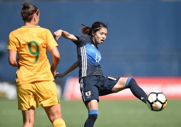 SAN DIEGO, CA - JULY 30: Yui Hasegawa (17) of Japan stops the ball with her foot during the Tournament of Nations soccer match between Japan and Australia on July 30, 2017 at Qualcomm Stadium in San Diego, CA. (Photo by Chris Williams Icon Sportswire) SOCCER: JUL 30 Tournament of Nations - Japan v Australia Icon00717073016081 EDITORIAL USE ONLY