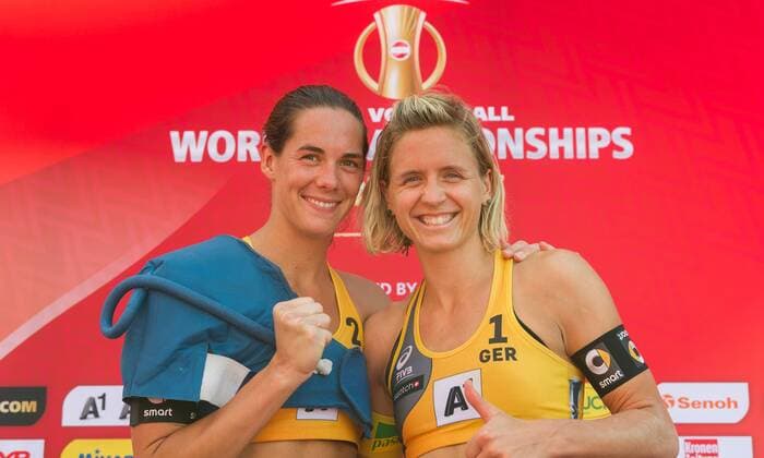 FIVB Beach volleyball Beachvolleyball World Championships Vienna 2017 am 31.07.2017 Kira WALKENHORST, Laura LUDWIG (GER); FIVB Beach Volleyball World Championships Vienna 2017 am 31.07.2017, Donauinsel Wien (Oesterreich). xPWx