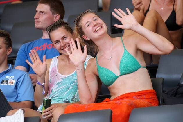 Beach volleyball Beachvolleyball - FIVB World Championships 2017 VIENNA,AUSTRIA,31.JUL.17 - BEACH VOLLEYBALL - FIVB World Championships. Image shows Katharina Holzer and Teresa Strauss (AUT). GEPAxpictures xMaticxKlansek