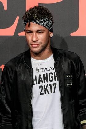 Brazilian football star Neymar, or Neymar Jr., poses as he arrives at the fashion show of the Replay Fall Winter 2017 18 collection with a label heritage for new Rebels & Heroes in Shanghai, China, 31 July 2017. Neymar flashes trendy look to highlight Replay Fall Winter 2017 18 collection show in Shanghai  pbu660737_25