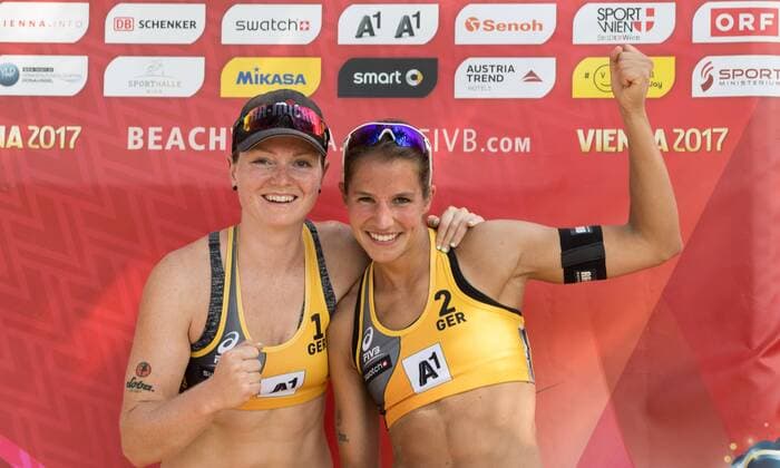 FIVB Beach volleyball Beachvolleyball World Championships Vienna 2017 am 01.08.2017 Julia SUDE, Chantal LABOUREUR (GER); FIVB Beach Volleyball World Championships Vienna 2017 am 01.08.2017, Donauinsel Wien (Oesterreich). xPWx