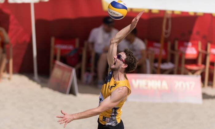 FIVB Beach volleyball Beachvolleyball World Championships Vienna 2017 am 01.08.2017 Lars FLUEGGEN (GER); FIVB Beach Volleyball World Championships Vienna 2017 am 01.08.2017, Donauinsel Wien (Oesterreich). xPWx
