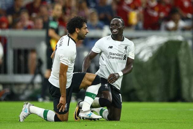 August 1, 2017 - Munich, Germany - Mohamed Salah and Sadio Mane of Liverpool celebrating during the Audi Cup 2017 match between Bayern Muenchen and Liverpool FC at Allianz Arena on August 1, 2017 in Munich, Germany. Bayern Muenchen v Liverpool FC - Audi Cup 2017  - ZUMAn230 20170801_zaa_n230_143 Copyright: xMatteoxCiambellix