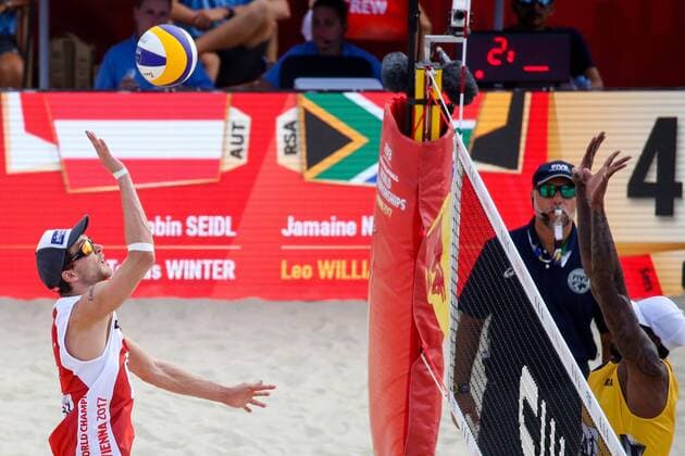 Beach volleyball Beachvolleyball - FIVB World Championships 2017 VIENNA,AUSTRIA,02.AUG.17 - BEACH VOLLEYBALL - FIVB World Championships, men. Image shows Robin Valentin Seidl (AUT). GEPAxpictures xMaticxKlansek