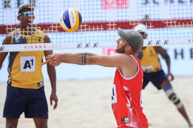 Beach volleyball Beachvolleyball - FIVB World Championships 2017 VIENNA,AUSTRIA,02.AUG.17 - BEACH VOLLEYBALL - FIVB World Championships. Image shows Tobias Winter (AUT). GEPAxpictures xChristianxWalgram
