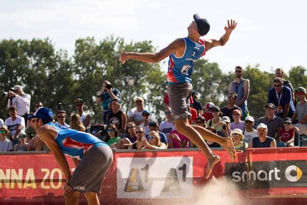 Beach volleyball Beachvolleyball - FIVB World Championships 2017 VIENNA,AUSTRIA,02.AUG.17 - BEACH VOLLEYBALL - FIVB World Championships, men. Image shows Phil Dalhausser and Nick Lucena (USA). GEPAxpictures xMaticxKlansek