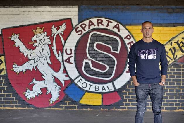 Israeli soccer player Tal Ben Chaim poses in front of Sparta Prague stadium in Prague, Czech Republic, on Monday, July 3rd, 2017. Tal Ben Chaim, Maccabi Tel Aviv striker, joins Sparta Prague for four seasons. Ben Chaim arrives on a deal reported to be worth 2.9 million euros, making him the most expensive transfer in the history of the Czech league. (CTKxPhoto RenexFluger) CTKPhotoF201708020684401 