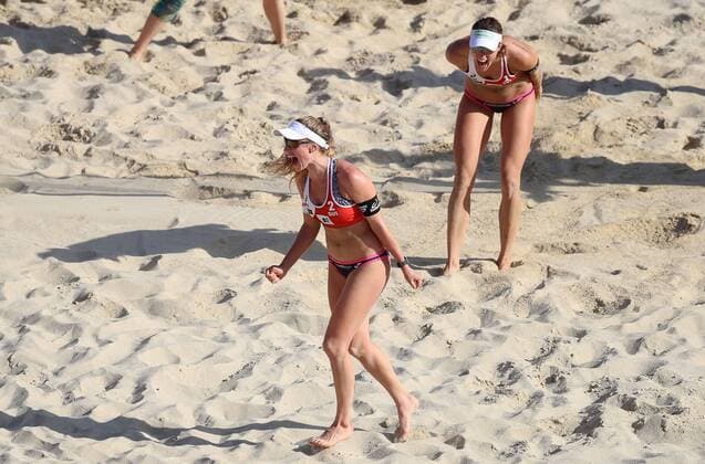 Beach volleyball Beachvolleyball - FIVB World Championships 2017 VIENNA,AUSTRIA,02.AUG.17 - BEACH VOLLEYBALL - FIVB World Championships. Image shows the rejoicing of Tanja Hueberli and Nina Betschart (SUI). GEPAxpictures xChristianxWalgram