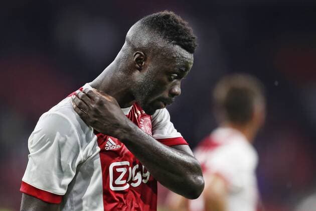 AMSTERDAM, Stadion de Arena , 02-08-2017 , Voorronde Champions League seizoen 2017 2018 . Ajax - Nice 2-2 . Ajax ligt eruit , teleurstelling bij Davinson Sanchez Ajax - Nice  x1661174x