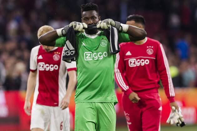 AMSTERDAM - 02-08-2017 , voetbal , UEFA voorronde Champions League , Stadion Johan Cruijf Arena , seizoen 2017 2018 , Ajax - Nice , Ajax keeper Andre Onana baalt na afloop Ajax - Nice  x1661193x
