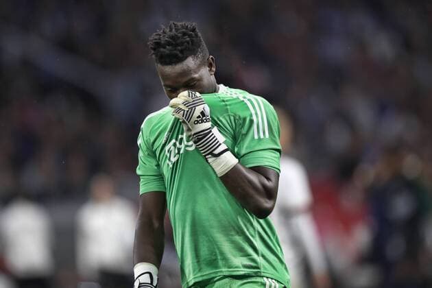 AMSTERDAM, Stadion de Arena , 02-08-2017 , Voorronde Champions League seizoen 2017 2018 . Ajax - Nice. Andre Onana treurt bij de 2-2 . Ajax ligt eruit Ajax - Nice  x1661142x