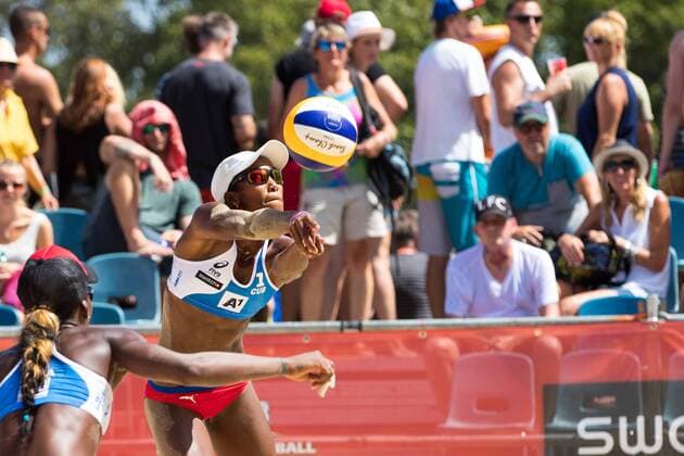 Beach volleyball Beachvolleyball - FIVB World Championships 2017 VIENNA,AUSTRIA,02.AUG.17 - BEACH VOLLEYBALL - FIVB World Championships, ladies. Image shows Lidianny Echevarria Benitez and Leila Consuelo Martinez Ortega (CUB). GEPAxpictures xMaticxKlansek