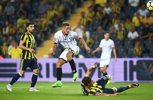 SOCCER - UEFA EL quali, Fenerbahce vs Sturm ISTANBUL,TURKEY,03.AUG.17 - SOCCER - UEFA Europa League qualification, Fenerbahce Istanbul vs SK Sturm Graz. Image shows Sener Oezbayrakli (Fenerbahce), Thorsten Roecher (Sturm) and Roman Neustaedter (Fenerbahce). GEPAxpictures xDanielxGoetzhaber