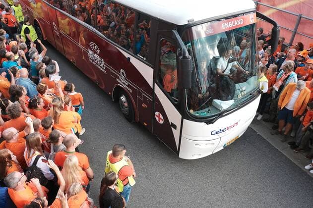 Netherlands Women v England Women UEFA Women s Euros 2017 General view of the exterior of the stadium showing the England team coach arriving pictured ahead of the UEFA Women s Euros 2017 Semi-final match at De Grolsch Veste, Enschede Copyright: xKristianxKanex FIL-10476-0027 UK Newspapers OUT