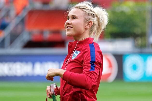 Netherlands Women v England Women UEFA Women s Euros 2017 Isobel Christiansen of England spots a friend in the crowd pictured ahead of the UEFA Women s Euros 2017 Semi-final match at De Grolsch Veste, Enschede Copyright: xKristianxKanex FIL-10476-0033 UK Newspapers OUT