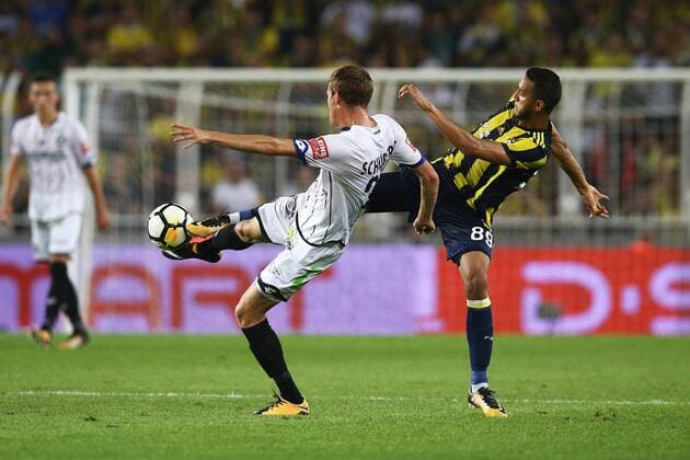 SOCCER - UEFA EL quali, Fenerbahce vs Sturm ISTANBUL,TURKEY,03.AUG.17 - SOCCER - UEFA Europa League qualification, Fenerbahce Istanbul vs SK Sturm Graz. Image shows Fabian Schubert (Sturm) and Aatif Chahechouhe (Fenerbahce). GEPAxpictures xDanielxGoetzhaber