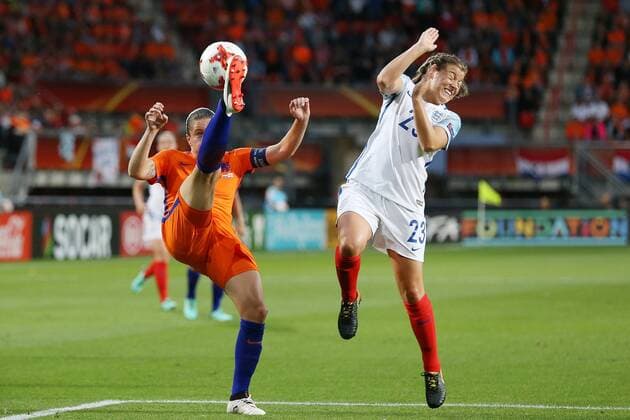 Sherida Spitse of Holland Women, Francesca Kirby of England women during the semi-final UEFA WEURO 2017 match between The Netherlands and England at the Grolsch Veste on August 3, 2017 in Enschede, the Netherlands Women: The Netherlands v England UEFA WEURO 2017 2017 2018 xVIxVIxImagesx xTomxBodexMultimediaxIVx 8380878