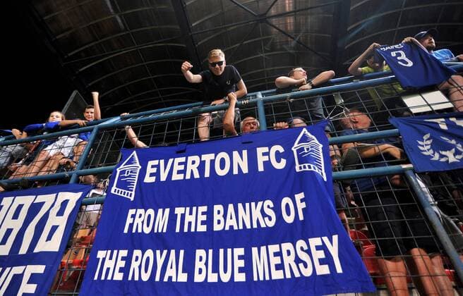 2017.08.03 Ruzomberok Stadion pod Cebratom Pilka nozna UEFA Liga Europy trzecia runda kwalifikacyjna Sezon 2017 2018 MFK Ruzomberok - Everton F.C N z Kibice Fans Everton Foto Rafal Rusek PressFocus NEWSPIX.PL 2017.08.03 Ruzomberok Stadion pod Cebratom Football UEFA Europa League Third qualifying round, Season 2017 2018 MFK Ruzomberok - Everton F.C Kibice Fans Everton Credit: Rafal Rusek PressFocus --- Newspix.pl  20170803PF_RR123