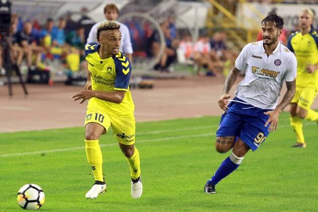 HNK Hajduk - Brondby 03.08.2017., stadium Poljud, Split, Croatia - UEFA Europa League, third qualifying round, second leg,HNK Hajduk - Brondby IF. Hany Mukhtar, Savvas Gentzoglou.  MirandaxCikotic PIXSELL