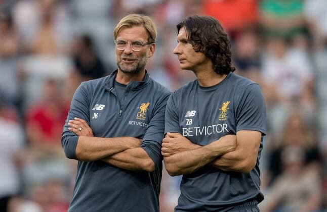 2. August 2017: Muenchen, Allianz Arena: Fussball Audi Cup 2017: FC Liverpool - Atletico Madrid: Liverpools Trainer Juergen Klopp mit Co-Trainer Zeljko Buvac.