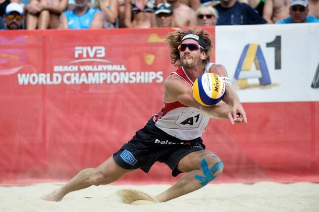 Beach volleyball Beachvolleyball - FIVB World Championships 2017 VIENNA,AUSTRIA,04.AUG.17 - BEACH VOLLEYBALL - FIVB World Championships, men. Image shows Aleksandrs Samoilovs (LAT). GEPAxpictures xMaticxKlansek