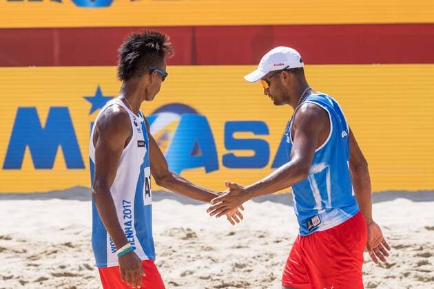FIVB Beach volleyball Beachvolleyball World Championships Vienna 2017 am 04.08.2017 Nivaldo Nadir DIAZ GOMEZ, Sergio Reynaldo GONZALEZ (CUB); FIVB Beach Volleyball World Championships Vienna 2017 am 04.08.2017, Donauinsel Wien (Oesterreich). xPWx