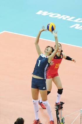 NANJING, CHINA - AUGUST 04: Yuan Xinyue 1 of China reacts during the group match of 2017 Nanjing FIVB World Grand Prix Finals between China and Netherlands at Nanjing Olympic Sports Center on August 4, 2017 in Nanjing, Jiangsu Province of China.  Copyright: xVCGx CFP111122801019 
