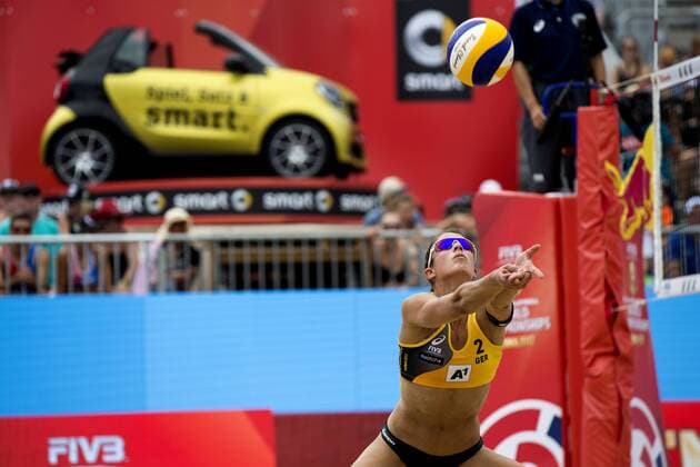 VIENNA, AUSTRIA - AUGUST 04: Chantal Laboureur of Germany in action during Day 8 of the FIVB Beach volleyball Beachvolleyball World Championships 2017 during Day 8 of the FIVB Beach Volleyball World Championships 2017 on August 4, 2017 in Vienna, Austria. (Photo by Michael Kunkel Hoch Zwei) Vienna Austria xHOCHxZWEIx