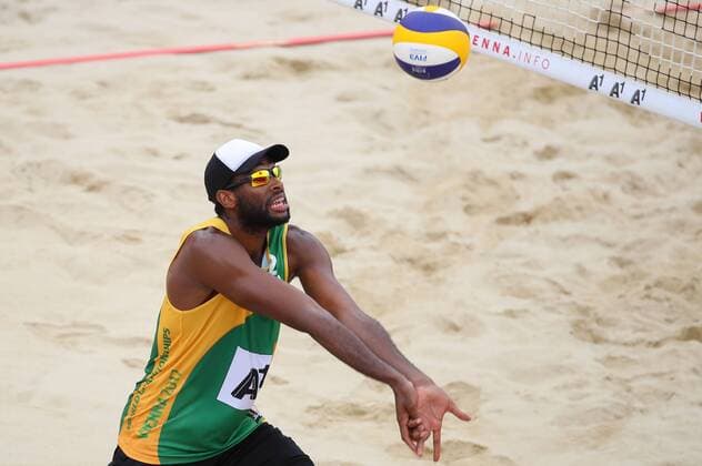 Beach volleyball Beachvolleyball - FIVB World Championships 2017 VIENNA,AUSTRIA,05.AUG.17 - BEACH VOLLEYBALL - FIVB World Championships. Image shows Evandro Goncalves Oliveira Junior (BRA). GEPAxpictures xChristianxWalgram
